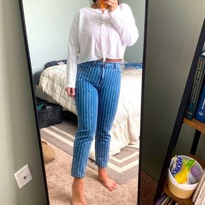 American Eagle Pinstripe Mid-Rise Jeans